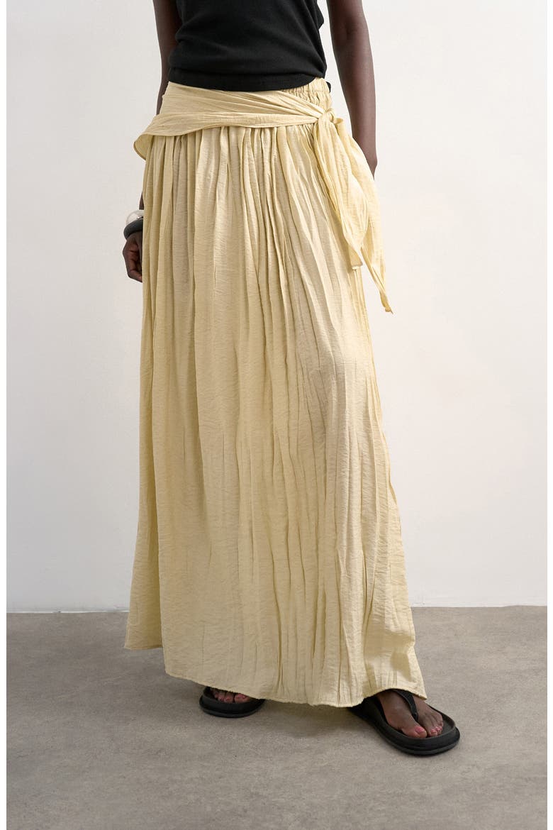 Sash Tie Crinkle Maxi Skirt, Main, color, BEIGE
