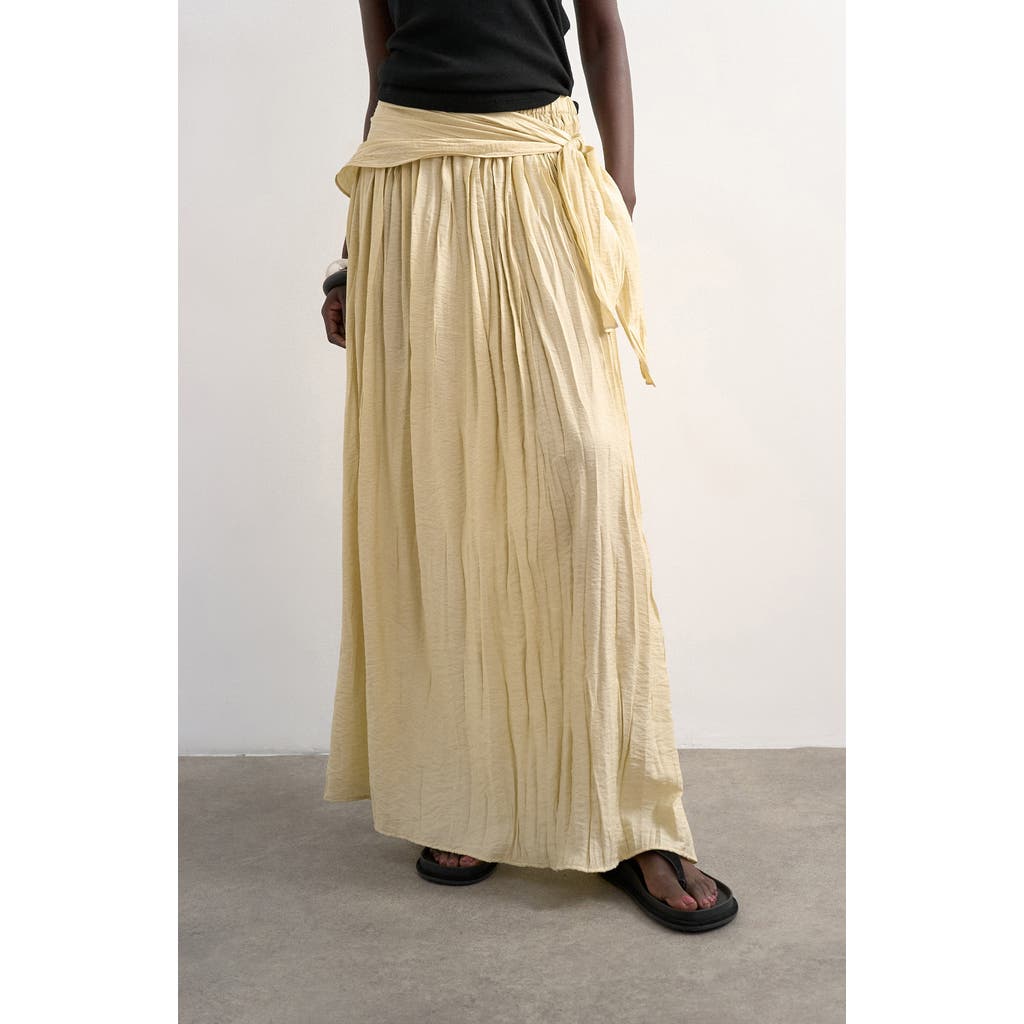 Topshop Sash Tie Crinkle Maxi Skirt in Beige at Nordstrom, Size 10