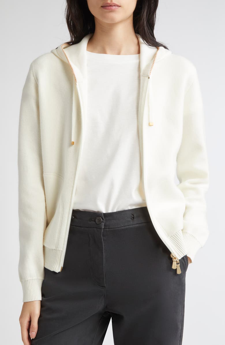 Eleventy Cashmere Blend Zip Hoodie, Alternate, color, 150 Cream