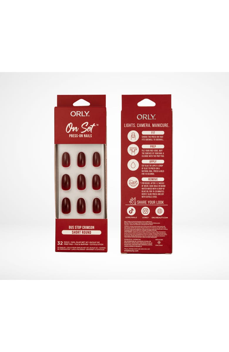 ORLY Bus Stop Crimson Solid Press-On Nails, Alternate, color, NO COLOR