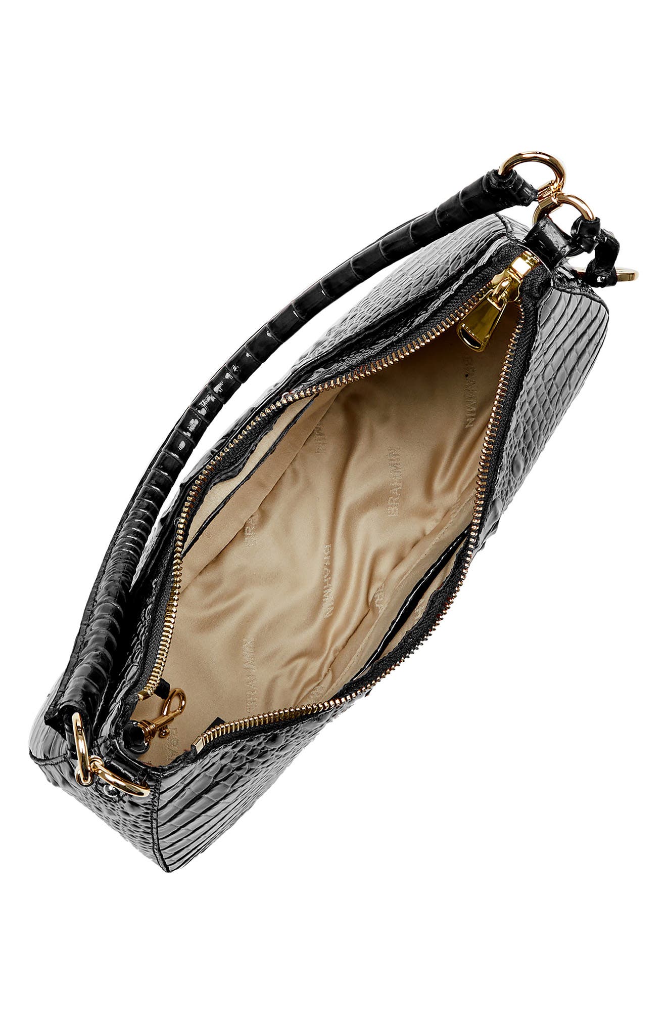 Brahmin Small Bekka Croc Embossed Leather Shoulder Bag, Alternate, color, 