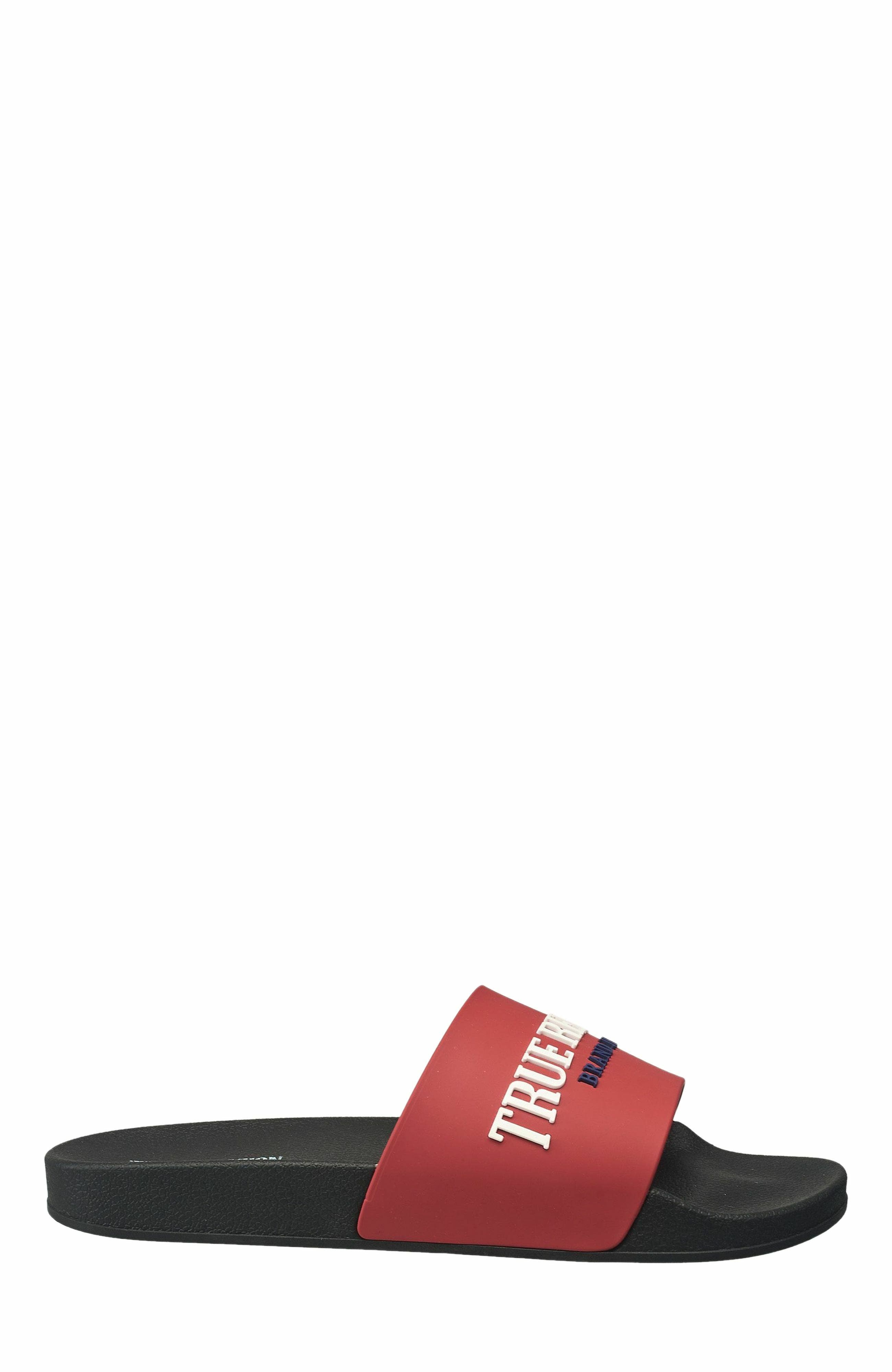True Religion Men's Weezy Logo Slide, Alternate, color, Red