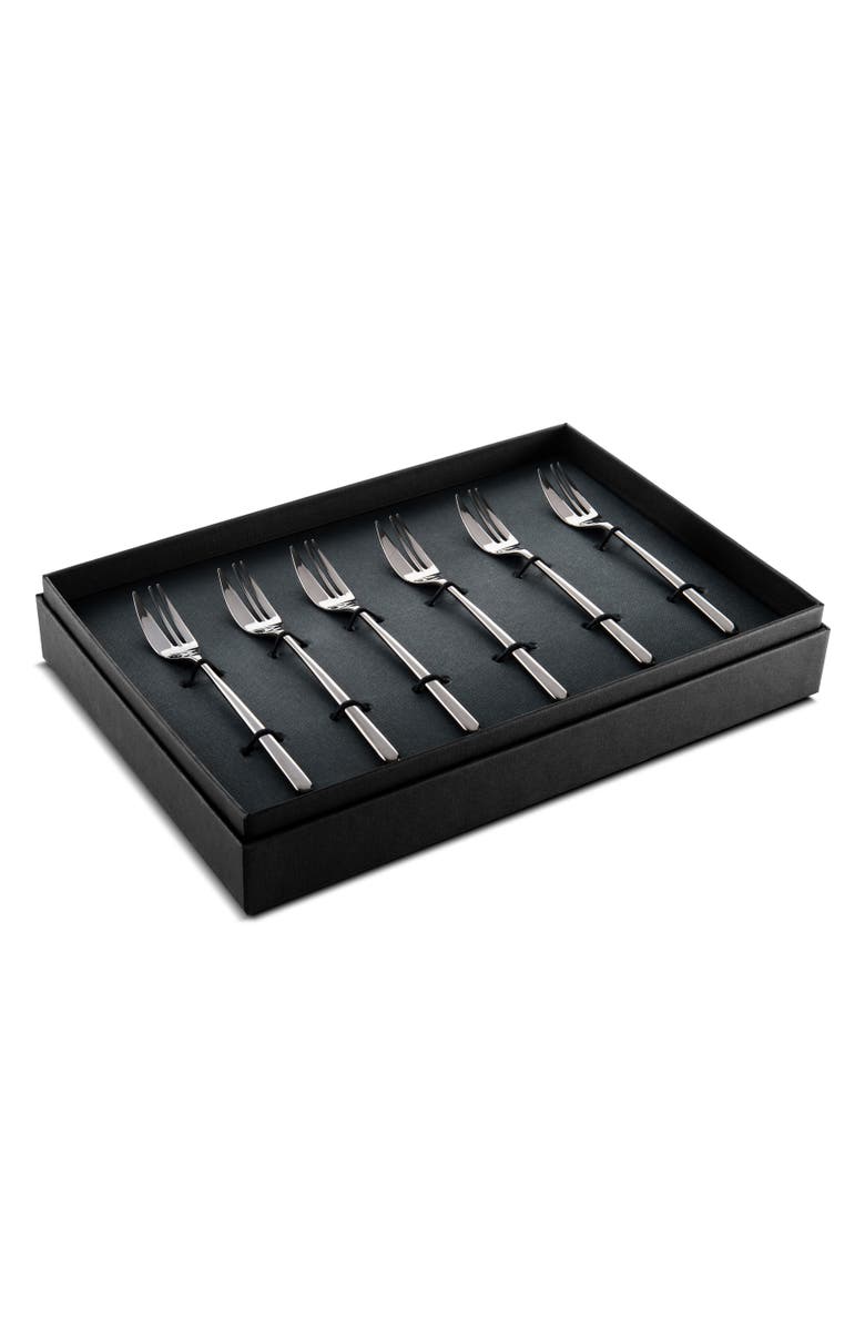 Mepra Linea Cake Forks Gift Box Set - 6 Pieces, Main, color, Mettalic Black