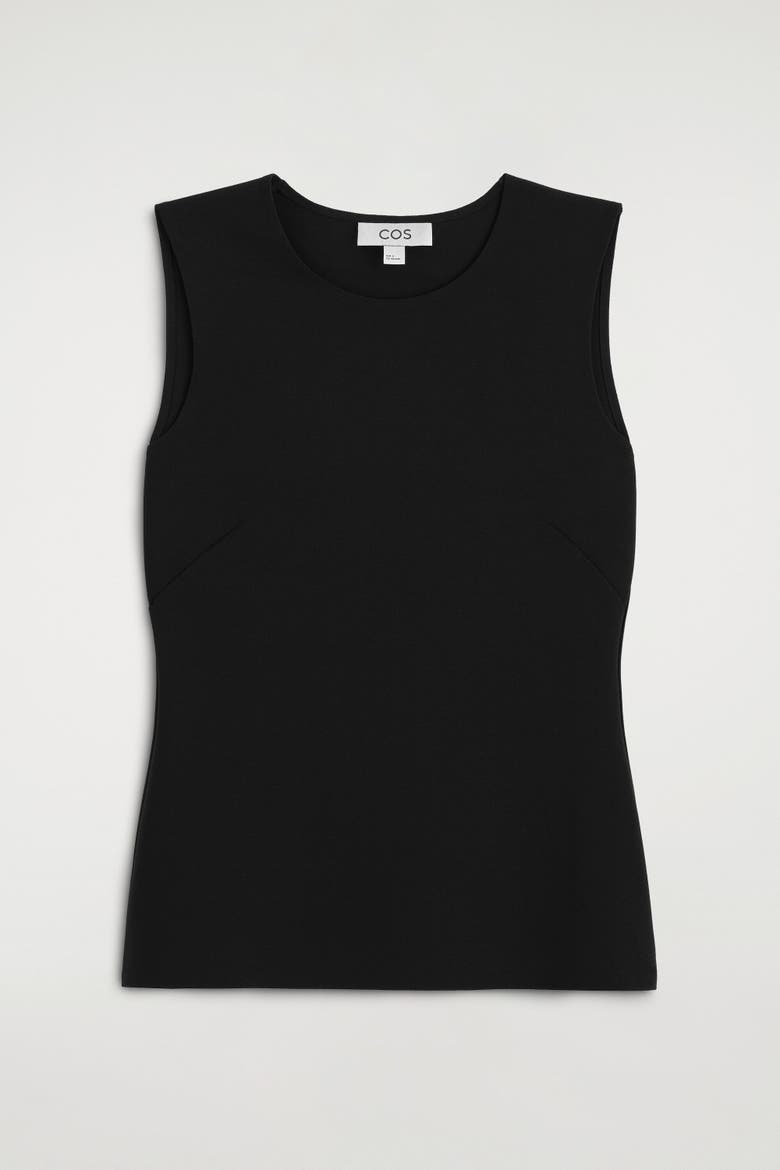 Crepe Tank Top, Alternate, color, BLACK