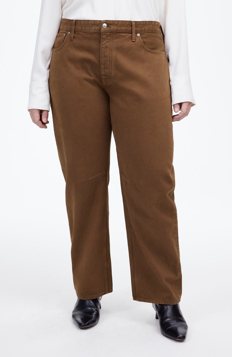 Madewell The Darted Barrel-Leg Jean, Alternate, color, Burnished Brown