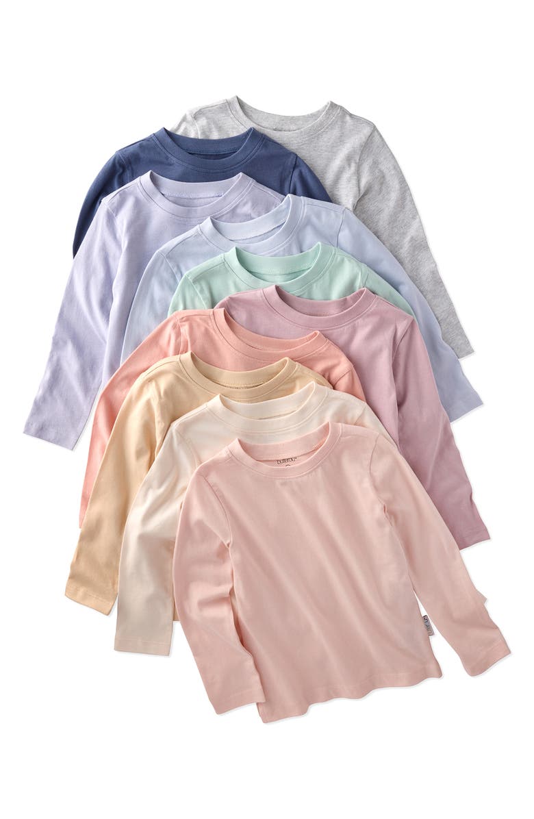 BUTTERBLU London 10-Pack Assorted Organic Cotton T-Shirts, Main, color, Sorbet Frost Rainbow