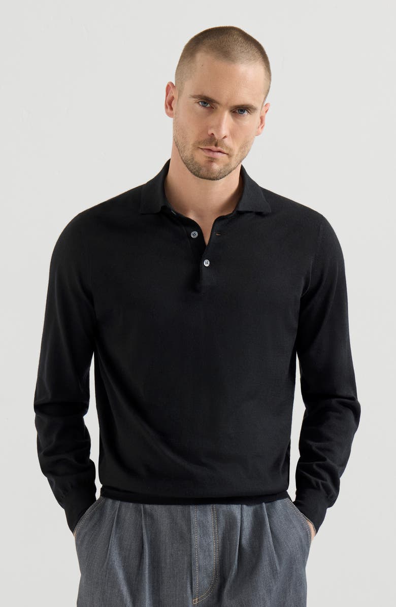 Brunello Cucinelli Polo-style sweater, Alternate, color, Black