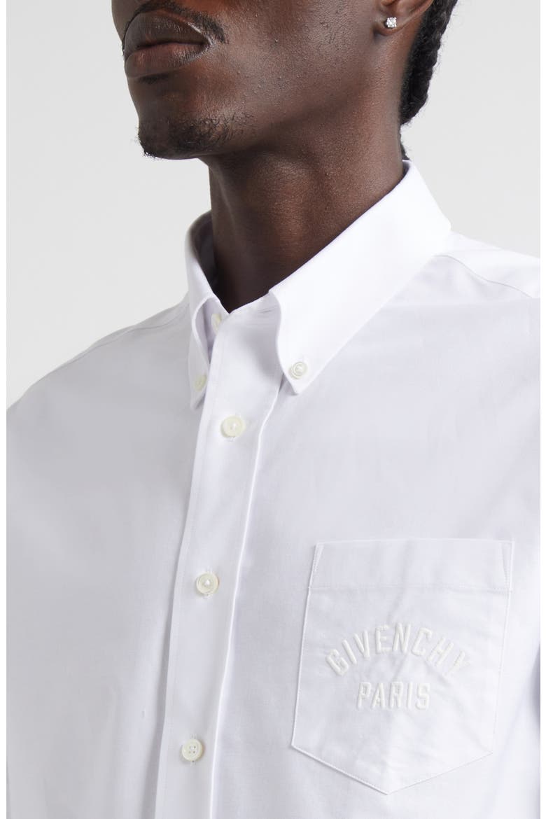 Paris Embroidered Classic Fit Cotton Poplin Button-Down Shirt, Alternate, color, WHITE