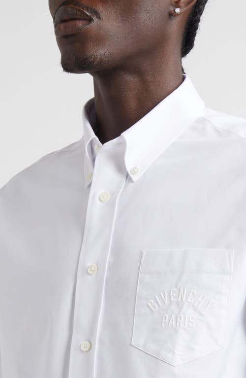 Givenchy Paris Embroidered Classic Fit Cotton Poplin Button-down Shirt In White