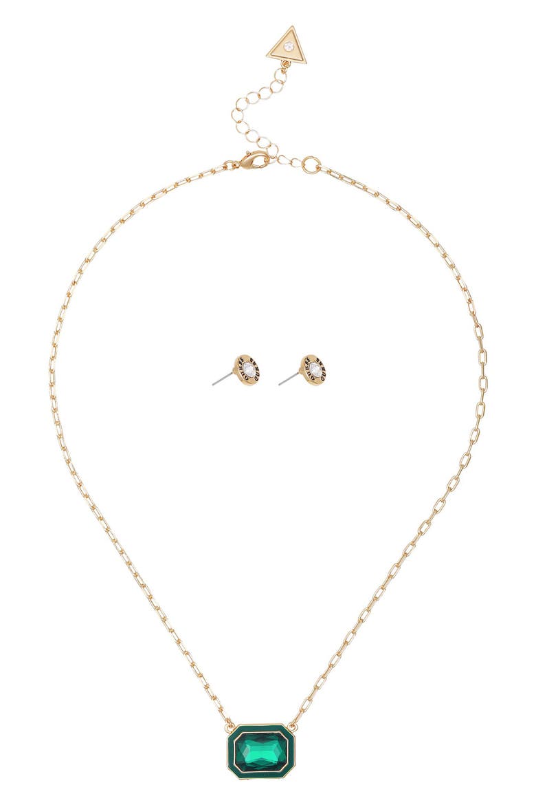 Pendant Necklace & Stud Earrings Set, Alternate, color, GOLD/GREEN