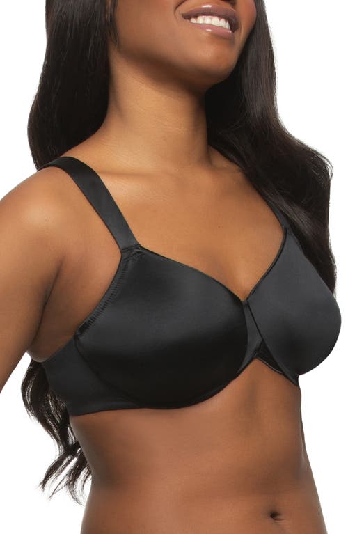Felina Stellar Smooth Satin Unlined Underwire Bra In Black