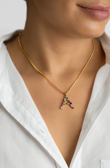CZ Initial Pendant Necklace