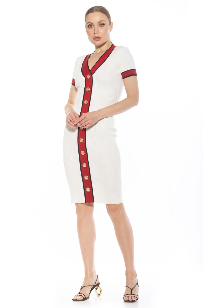 Otto V-neck Short Sleeve Ribbed Sweater Dress, Alternate, color, IVORY