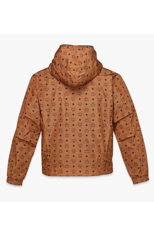 Mcm Monogram-printed Zipped Hooded Jacket In Brown