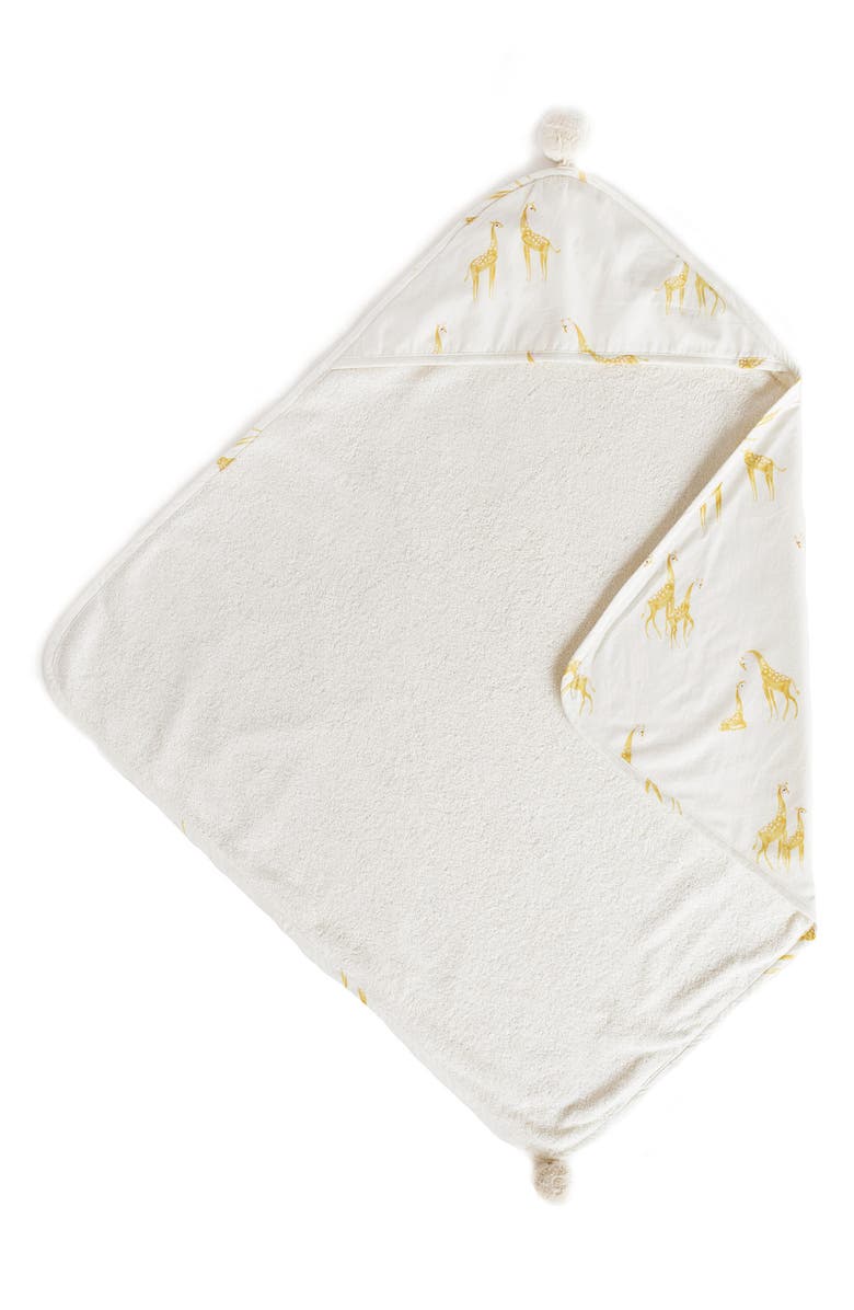 Pehr Follow Me Giraffe Organic Cotton Hooded Towel, Main, color, 
