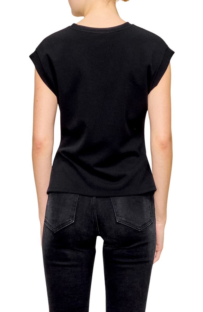 MELLODAY Side Ruched Crepe Top, Alternate, color, Black