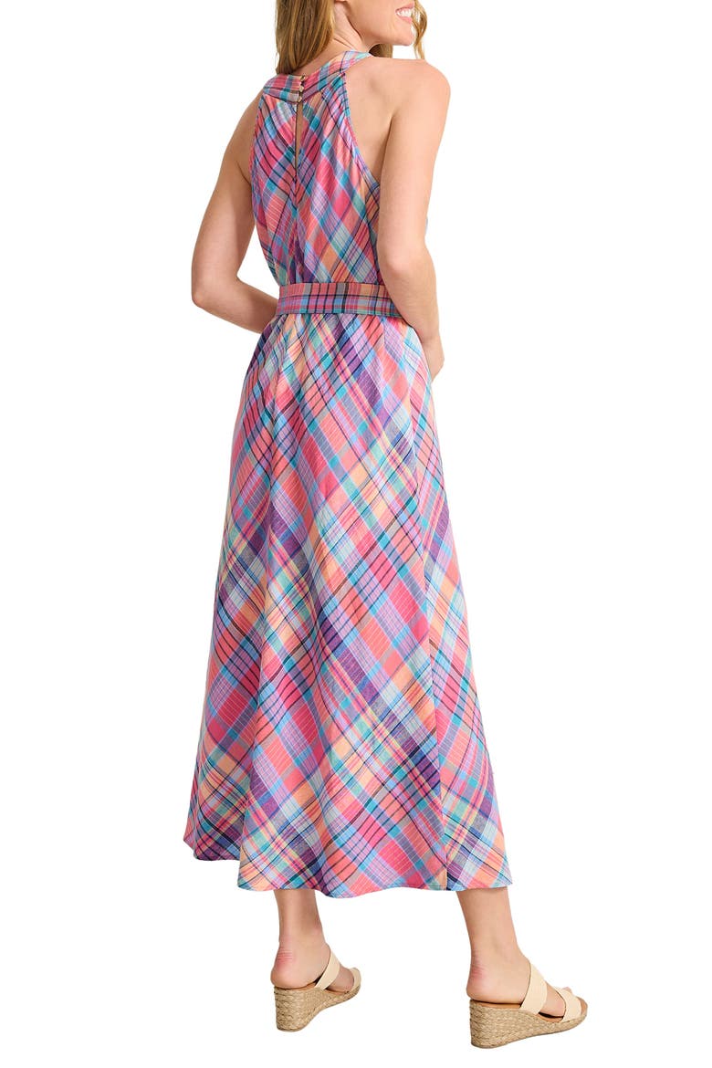Coastal Dreams Linen Blend Twist Neck Midi Dress, Alternate, color, MELON BERRY