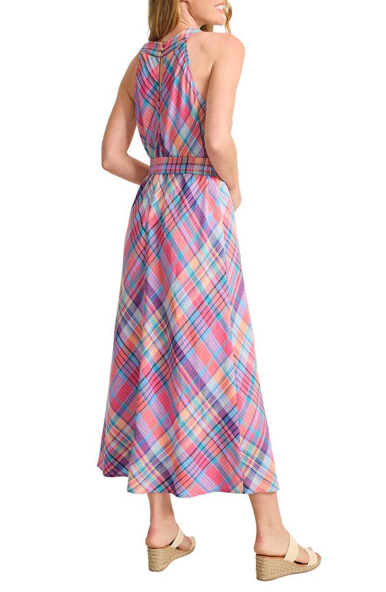 Tommy Bahama Coastal Dreams Linen Blend Twist Neck Midi Dress, Alternate, color, Melon Berry