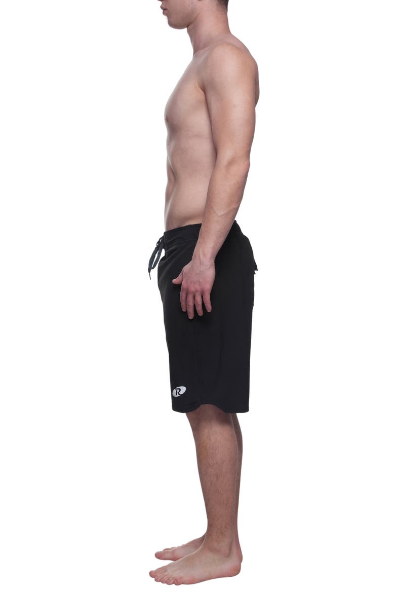 Quick-Dry Stretch Swim Trunks with Adjustable Waistband, Alternate, color, Black