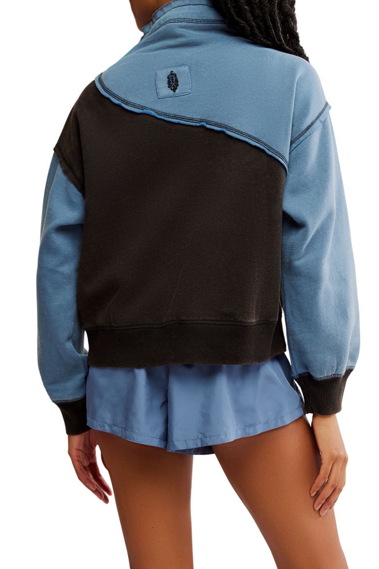 FP Movement Homestretch Colorblock Tie Neck Sweatshirt, Alternate, color, BLACK/ SKYLINE COMBO