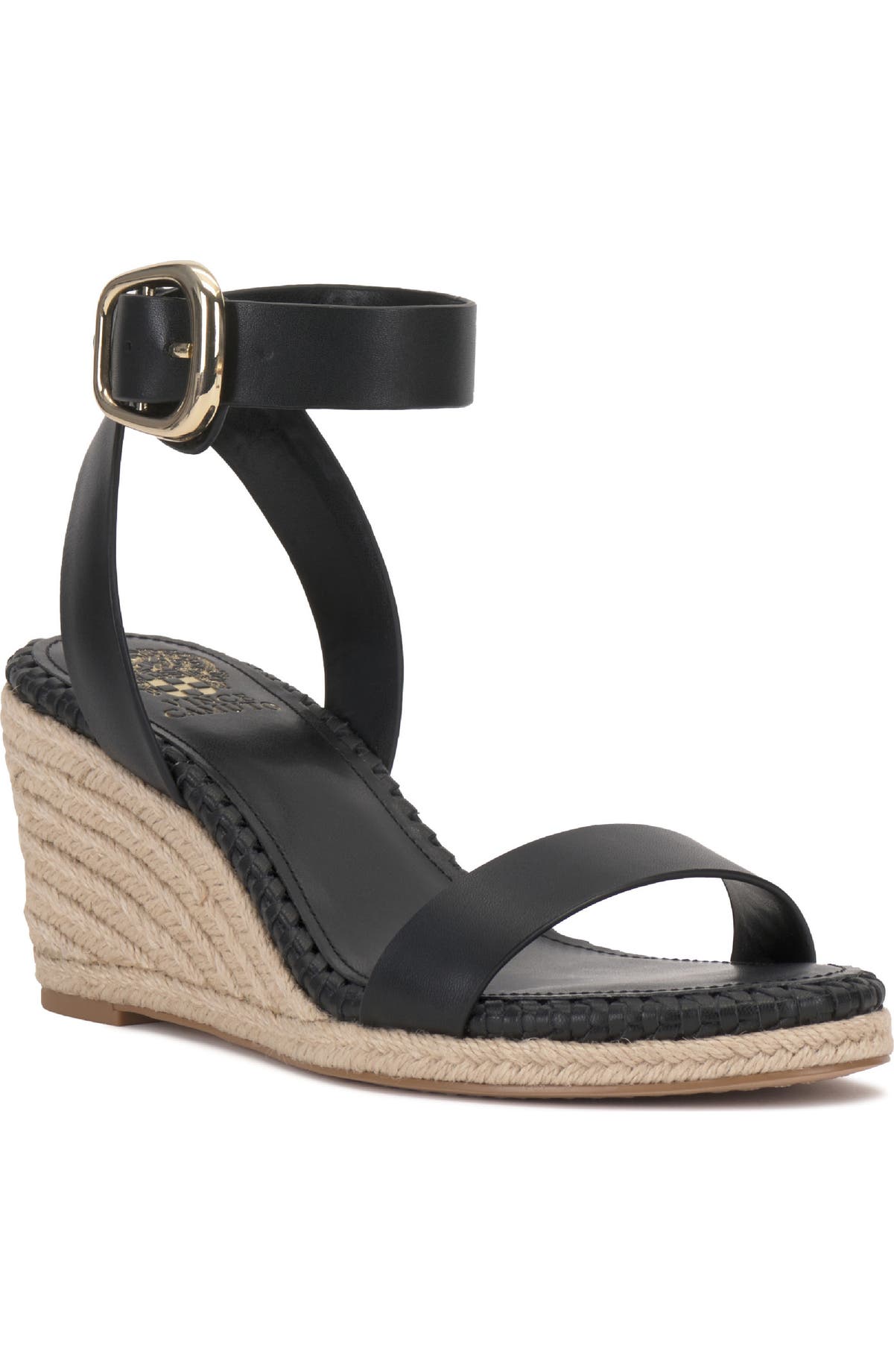Vince Camuto Fainel espadrille platform ankle-strap wedge sandal in black