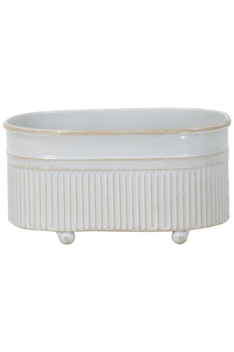 3.54" x 5.91" Antique White Metal Axl Trough Mini Planter Soap Dish, Main, color, White