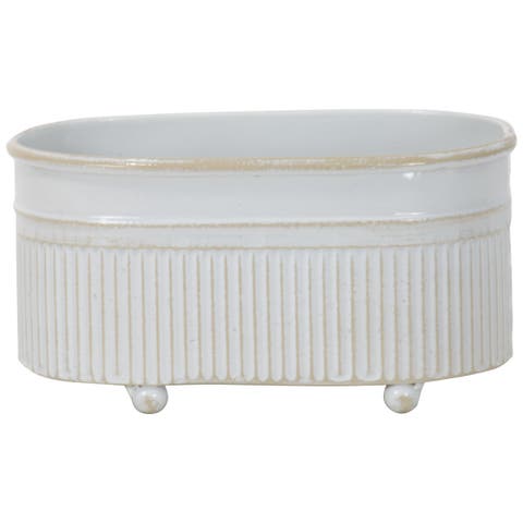 3.54" x 5.91" Antique White Metal Axl Trough Mini Planter Soap Dish