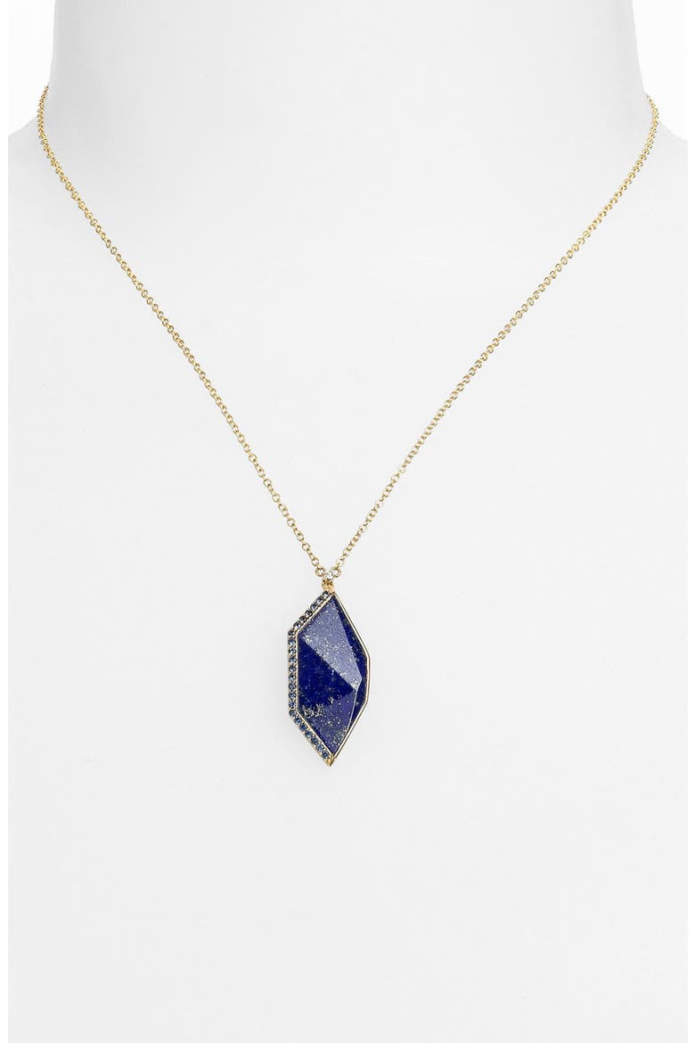 Geometric Pendant Necklace, Main, color, LAPIS/ YELLOW GOLD