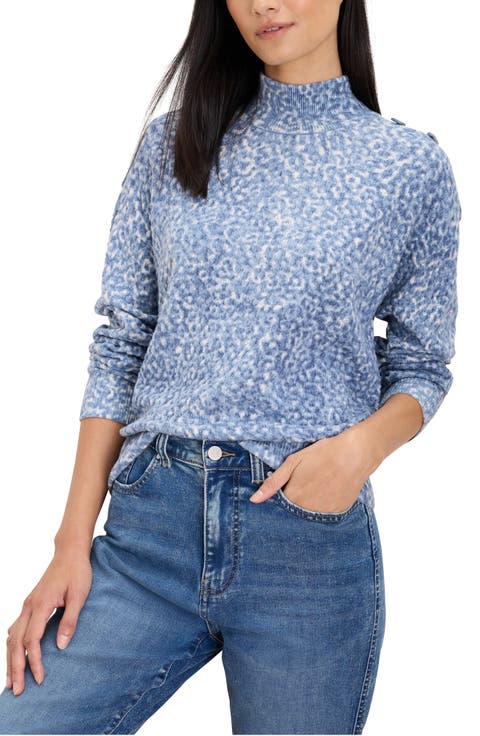 Cheetah Print Mock Neck Sweater