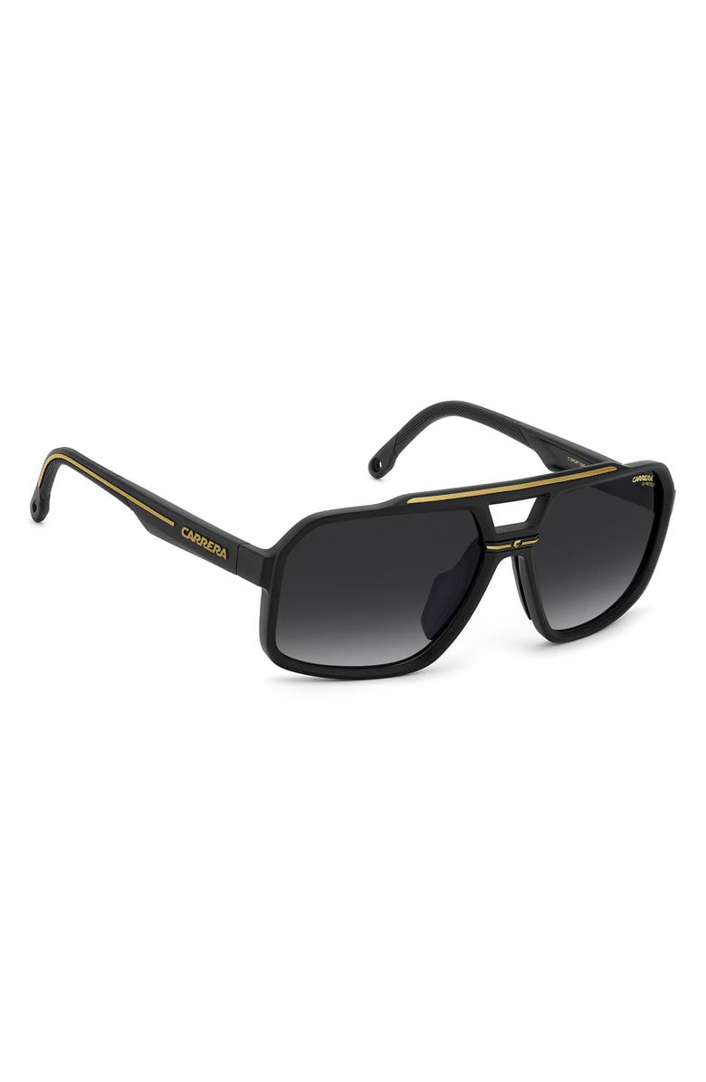Carrera Eyewear C Sport 61mm Gradient Square Sunglasses, Alternate, color, Matte Black Gold/ Dark Grey Sf