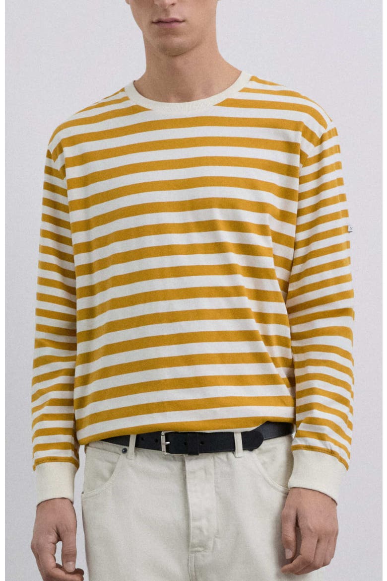 Mixedstriped Ls Tee, Main, color, Mustard
