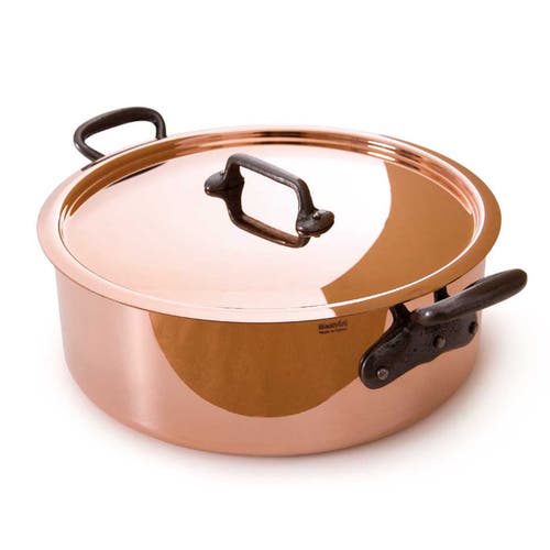 Mauviel M'150 Ci Rondeau With Lid, 10.92 Inch In Copper