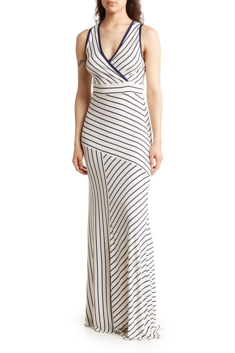 Sleeveless Maxi Stripe Dress, Main, color, WHITE COLORBLOCK