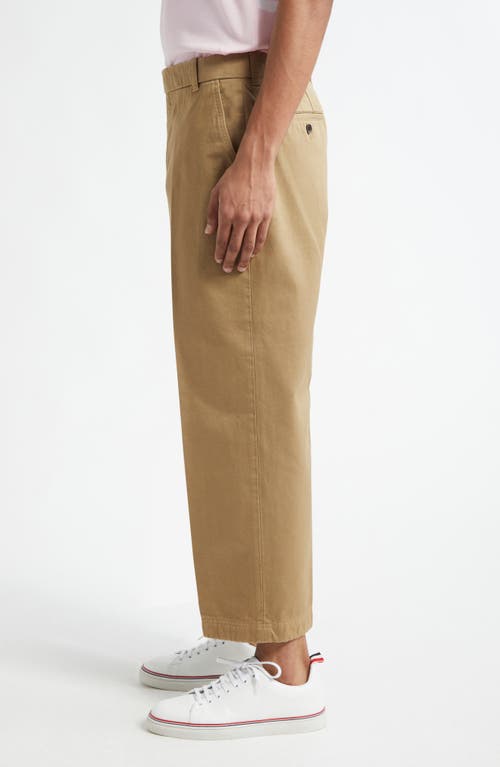 Thom Browne Cotton Twill Crop Chinos In Camel