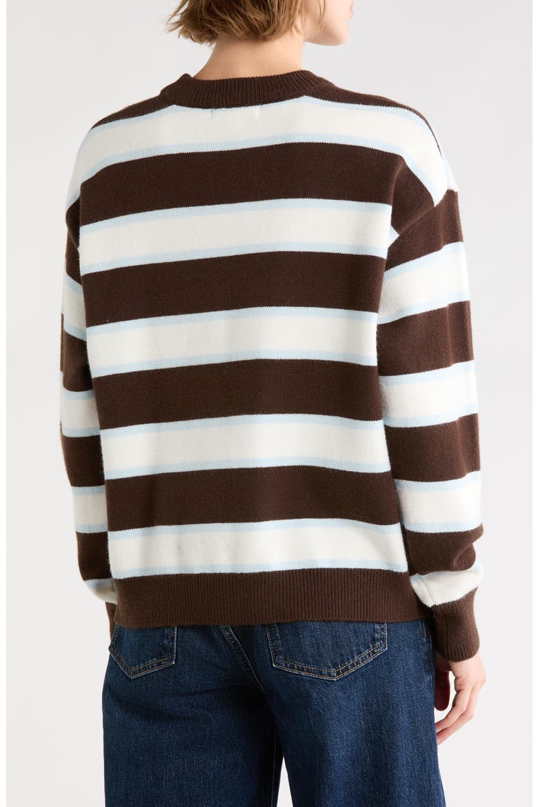 Striped Crewneck Sweater, Alternate, color, DARK CHOC COMBO