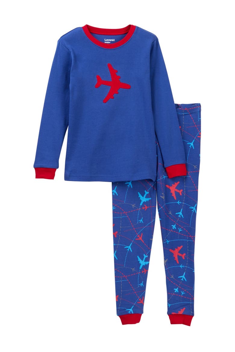 Two-Piece Pajama Airplane, Main, color, BLUE