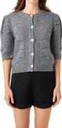 English Factory Pointelle Puff Sleeve Cardigan
