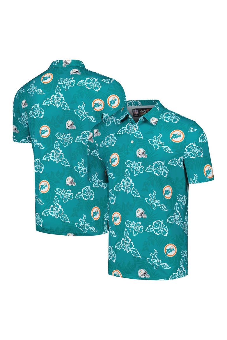 Men's Reyn Spooner Aqua Miami Dolphins Throwback Pua Performance Polo, Main, color, Aqua