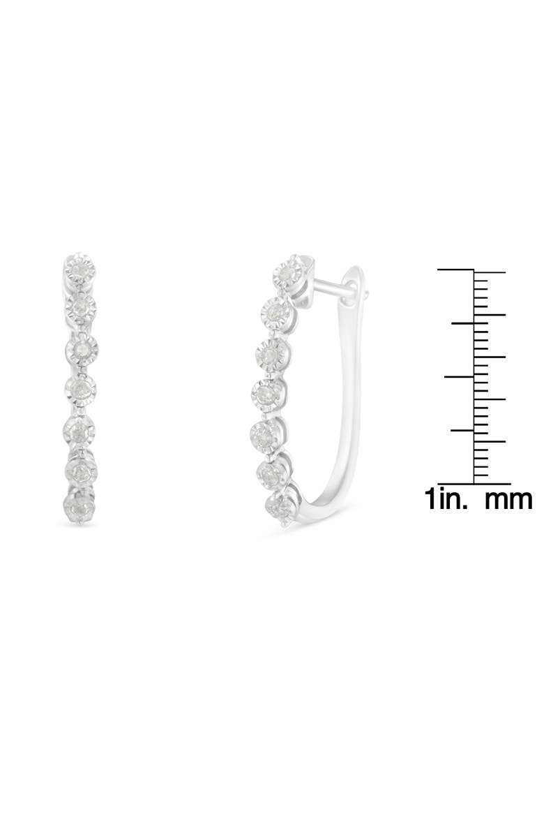 Haus of Brilliance Silver 1/2 Ct Miracle-Set Diamond 7 Stone Hoop Earrings, Alternate, color, White