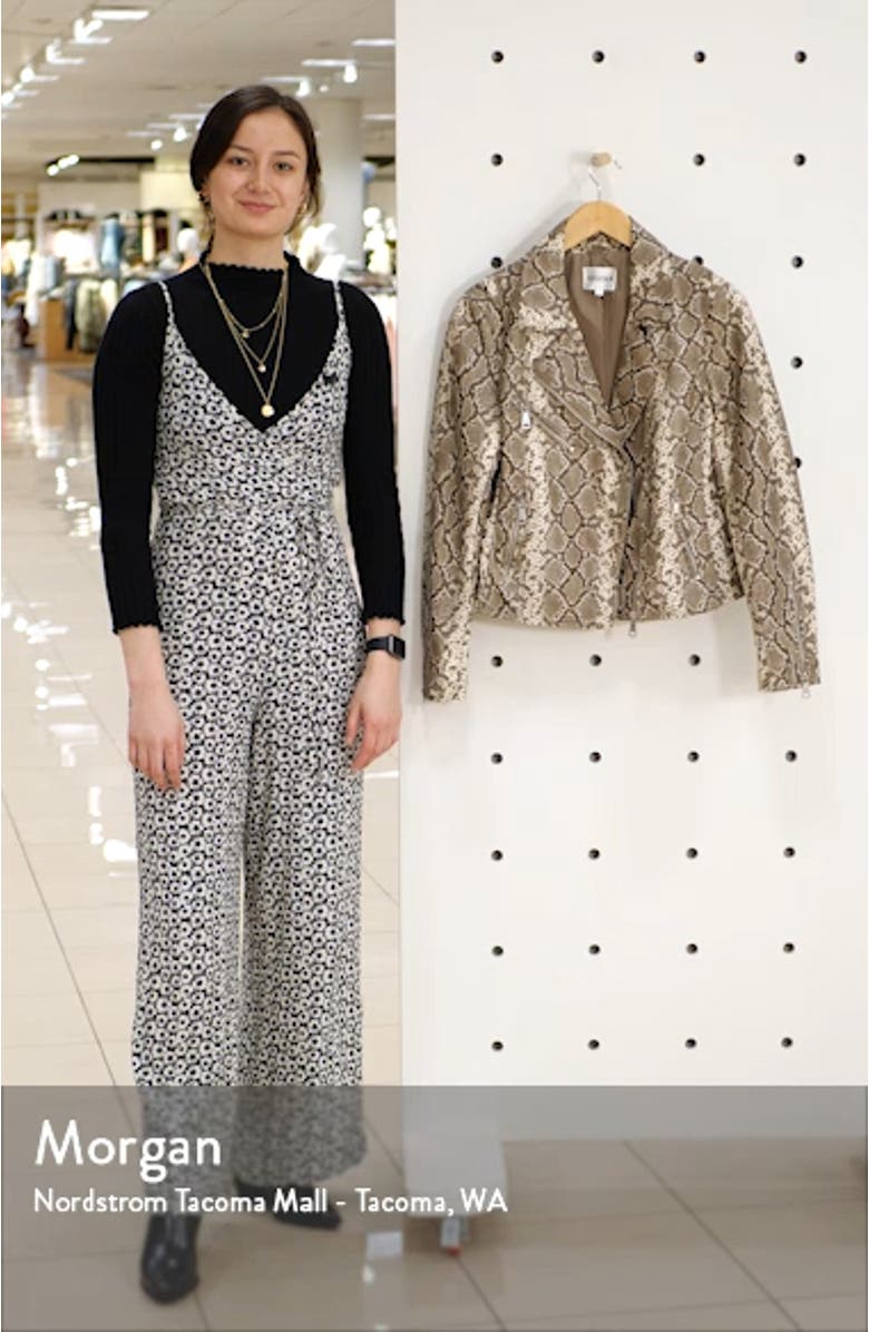 Snake Print Faux Leather Moto Jacket, sales video thumbnail