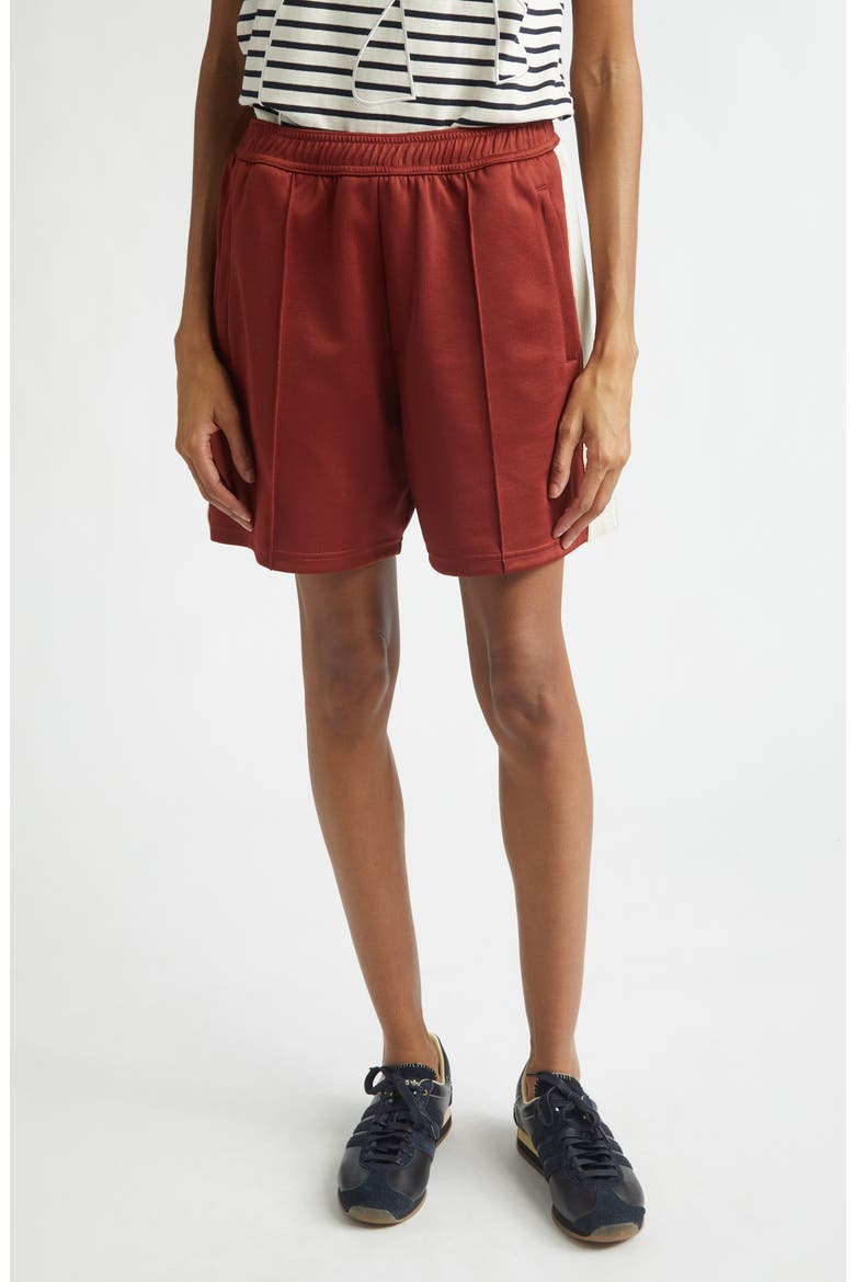 Motion Piped Jersey Track Shorts, Main, color, RUST / IVORY