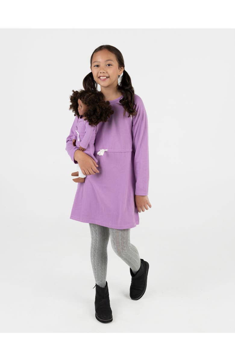 Leveret Girls Bow Tie Dress with Matching Doll Dress, Alternate, color, Purple