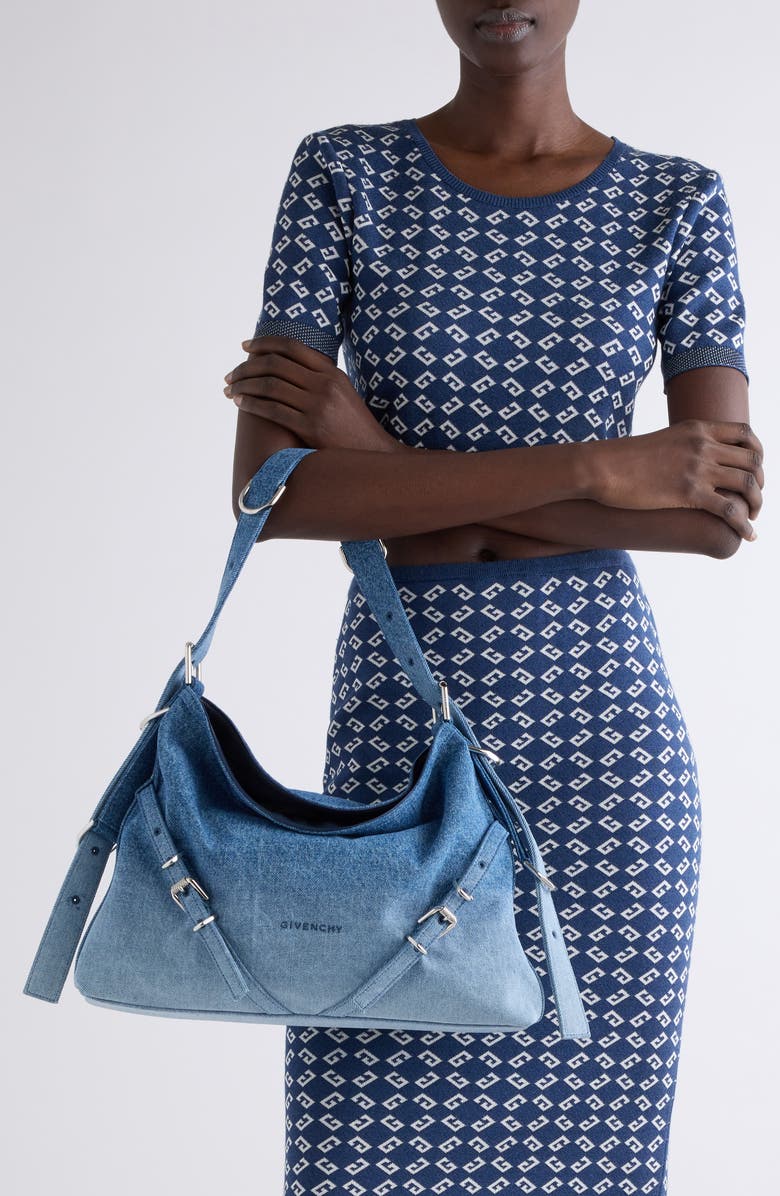 Givenchy Medium Voyou Faded Denim Hobo Bag, Alternate, color,