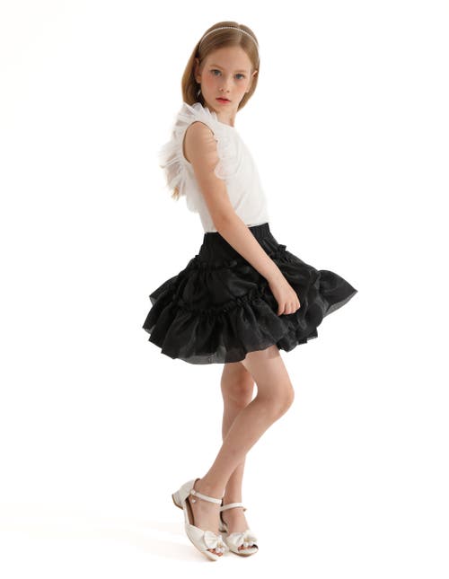 Mimi Tutu Frilled Satin Skort In Black