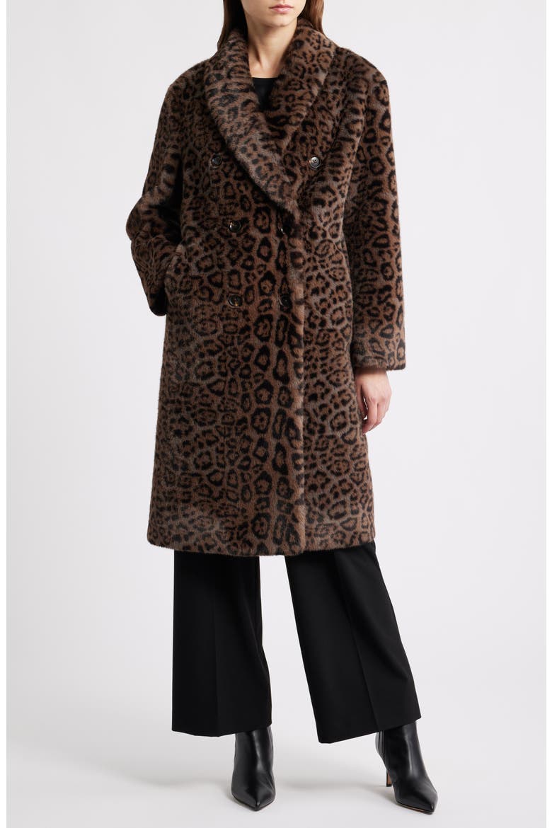 The Bianca Leopard Print Faux Fur Coat, Main, color, BROWN ANIMAL PRINT