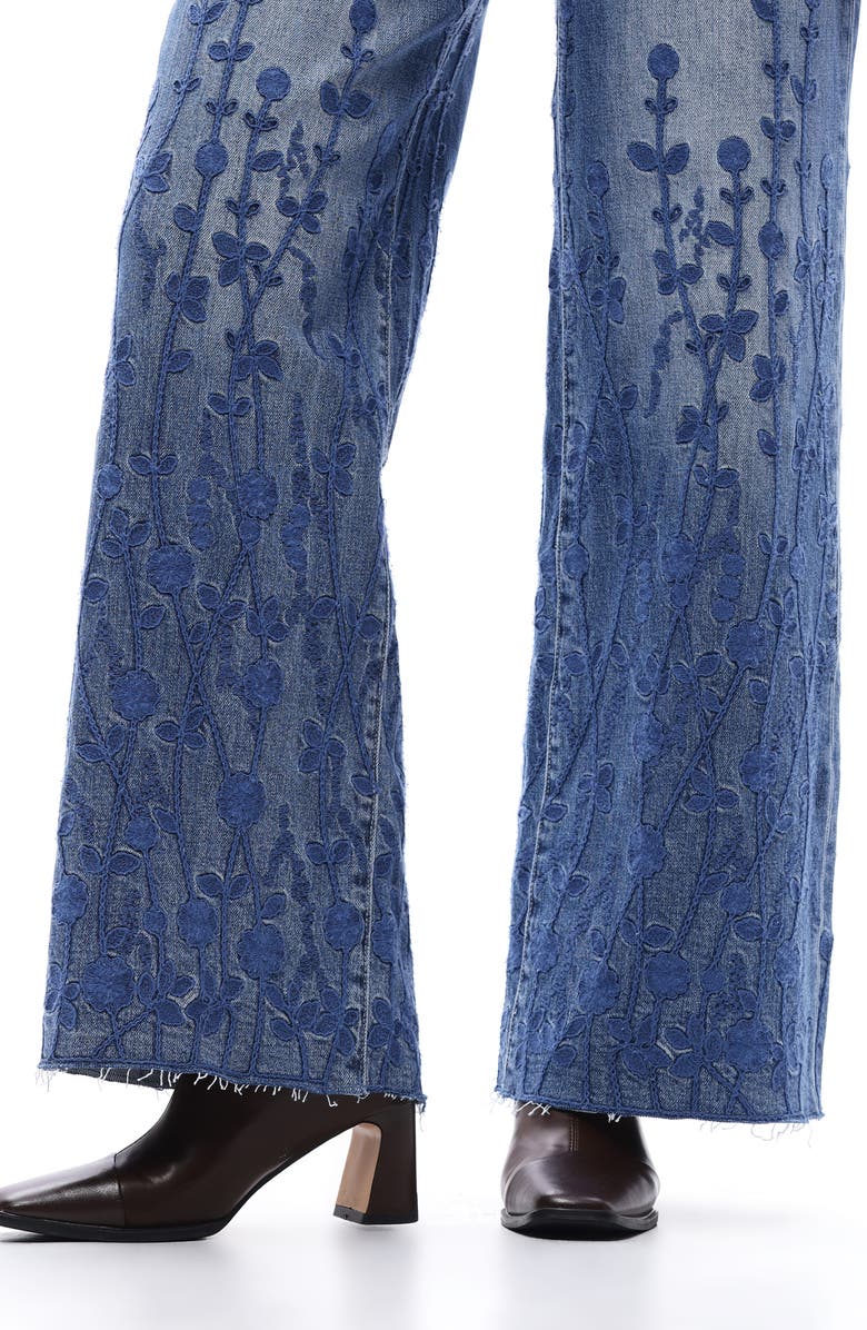 Bayeas Embroidered High Waist Wide Leg Jeans, Alternate, color,