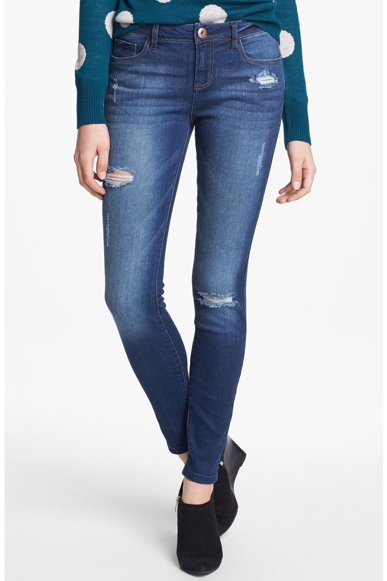 Destroyed Skinny Jeans, Main, color, ELECTRIC YOUTH
