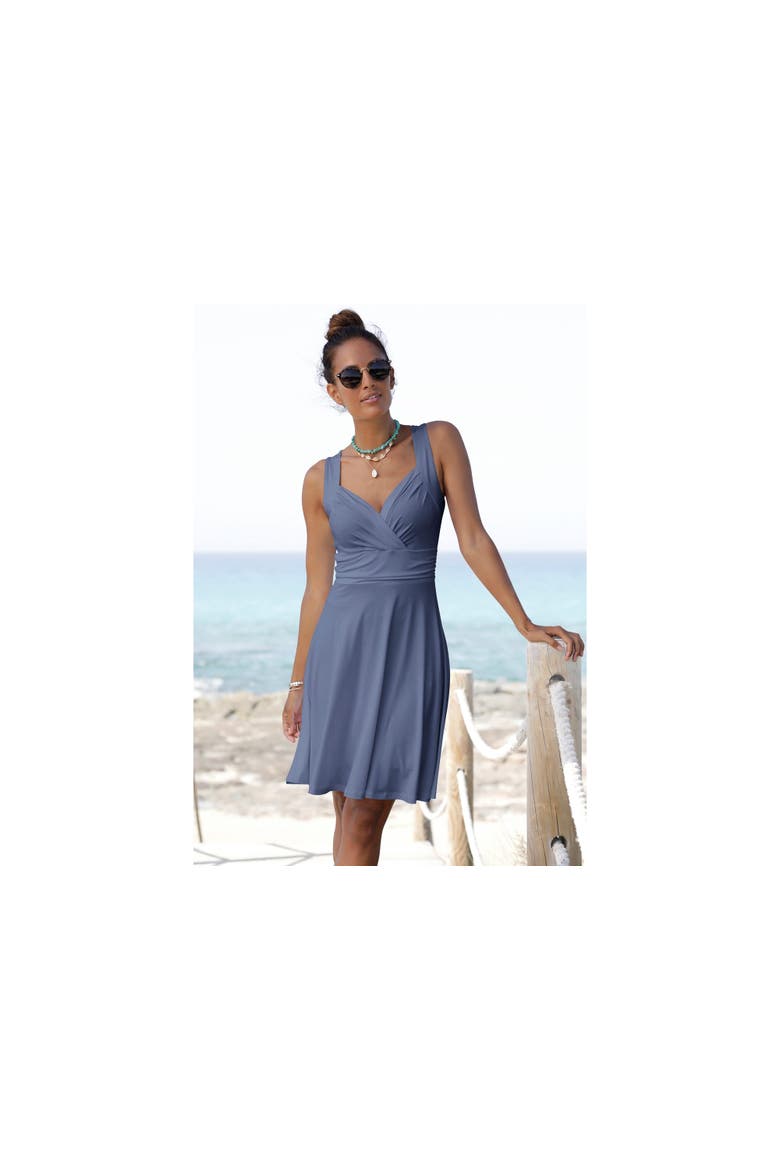 Sleeveless Wrap Look Dress, Alternate, color, Smokey Blue