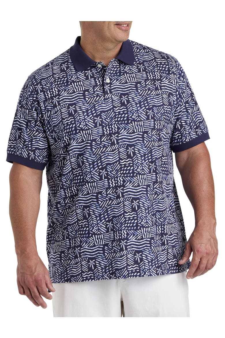 Big & Tall Batik Print Polo Shirt, Main, color, BLUE MULTI