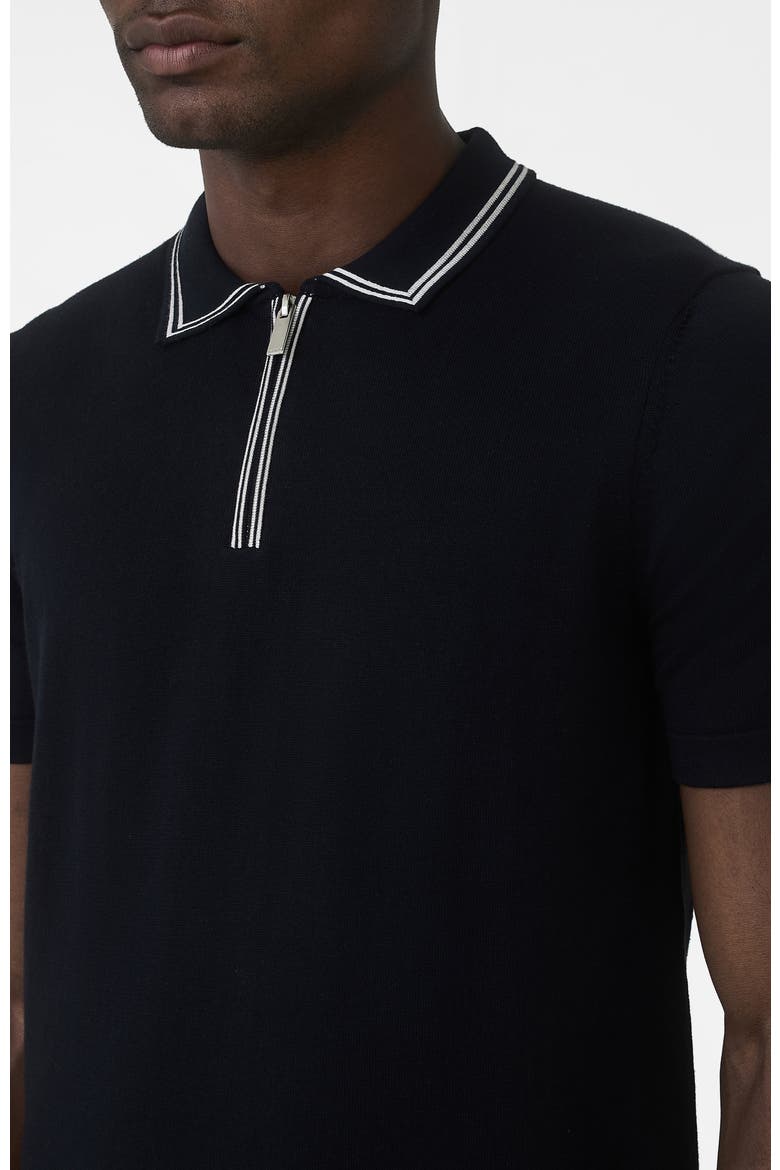 Newbury Slim Zip Knit Polo, Alternate, color, Navy